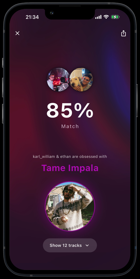 Siren AI music compatibility match - 85% with Tame Impala